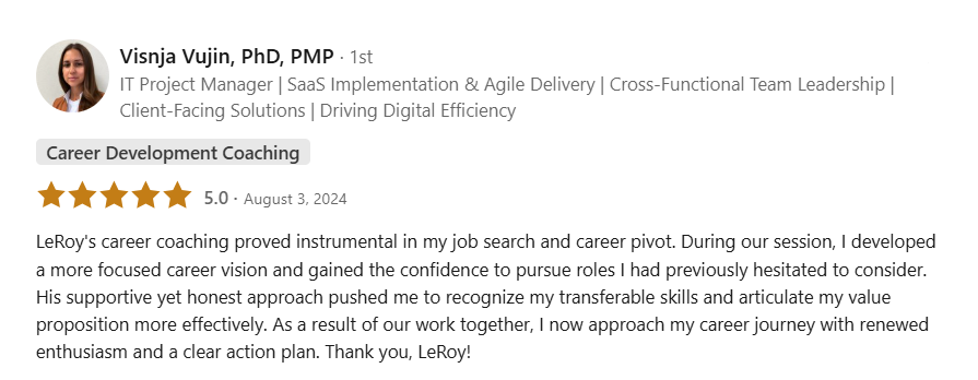 LinkedIn recommendation from Visnja Vujin